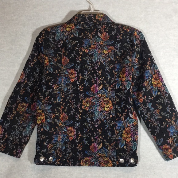 CHICO’S Boho Bohemian Minimalist Lagan Look Tapestry Jacket Rich Winter Coloring - Picture 2 of 16